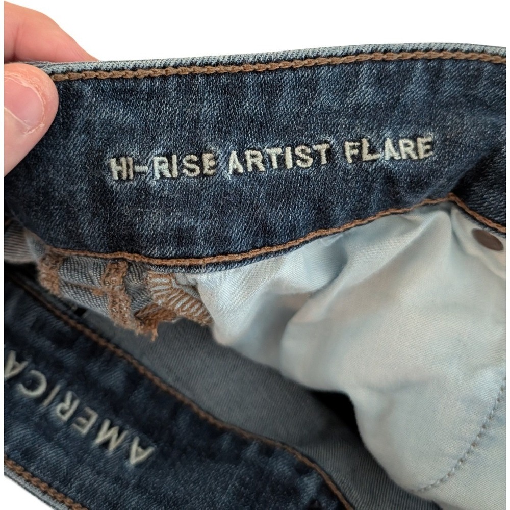 American Eagle Hi-Rise Artist Flare Jeans Womens 4 Regular Dark Wash - Picture 11 of 12